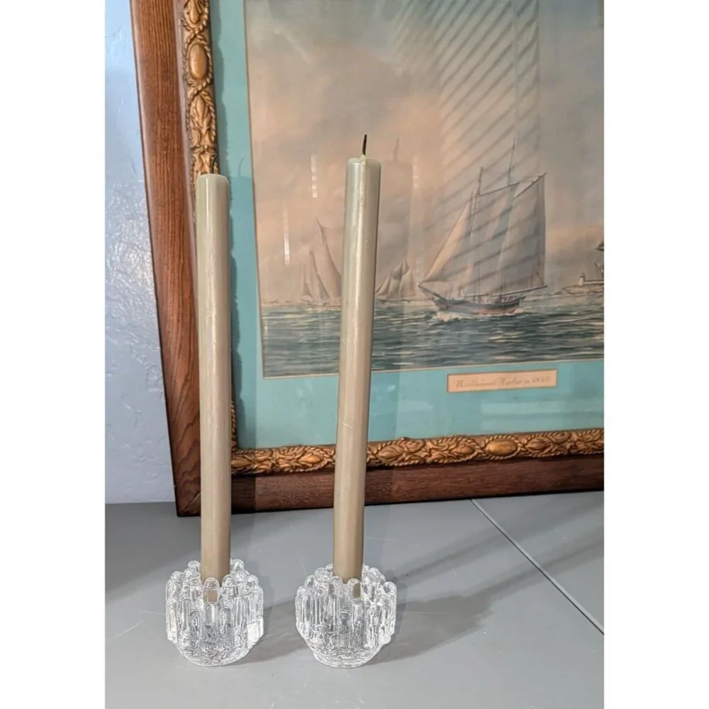 Kosta Boda Goran Warff Crystal Votive Candle Holders Set of 2 - Picture 16 of 16